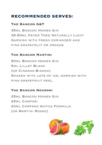 Bancon gin suggested serves